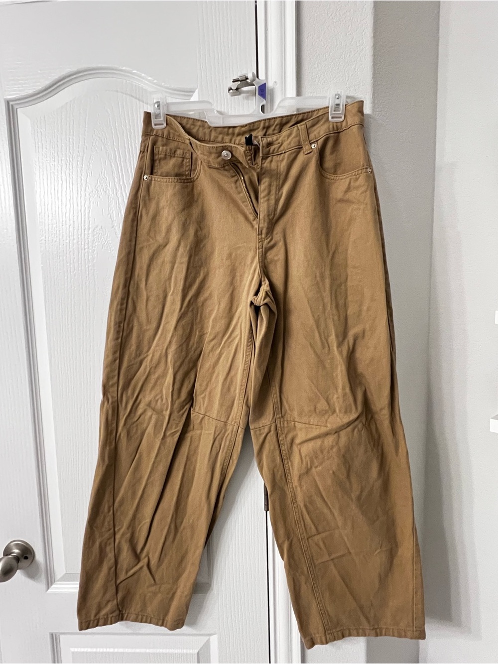 H&M Wide Leg Canvas Jeans in Light Brown